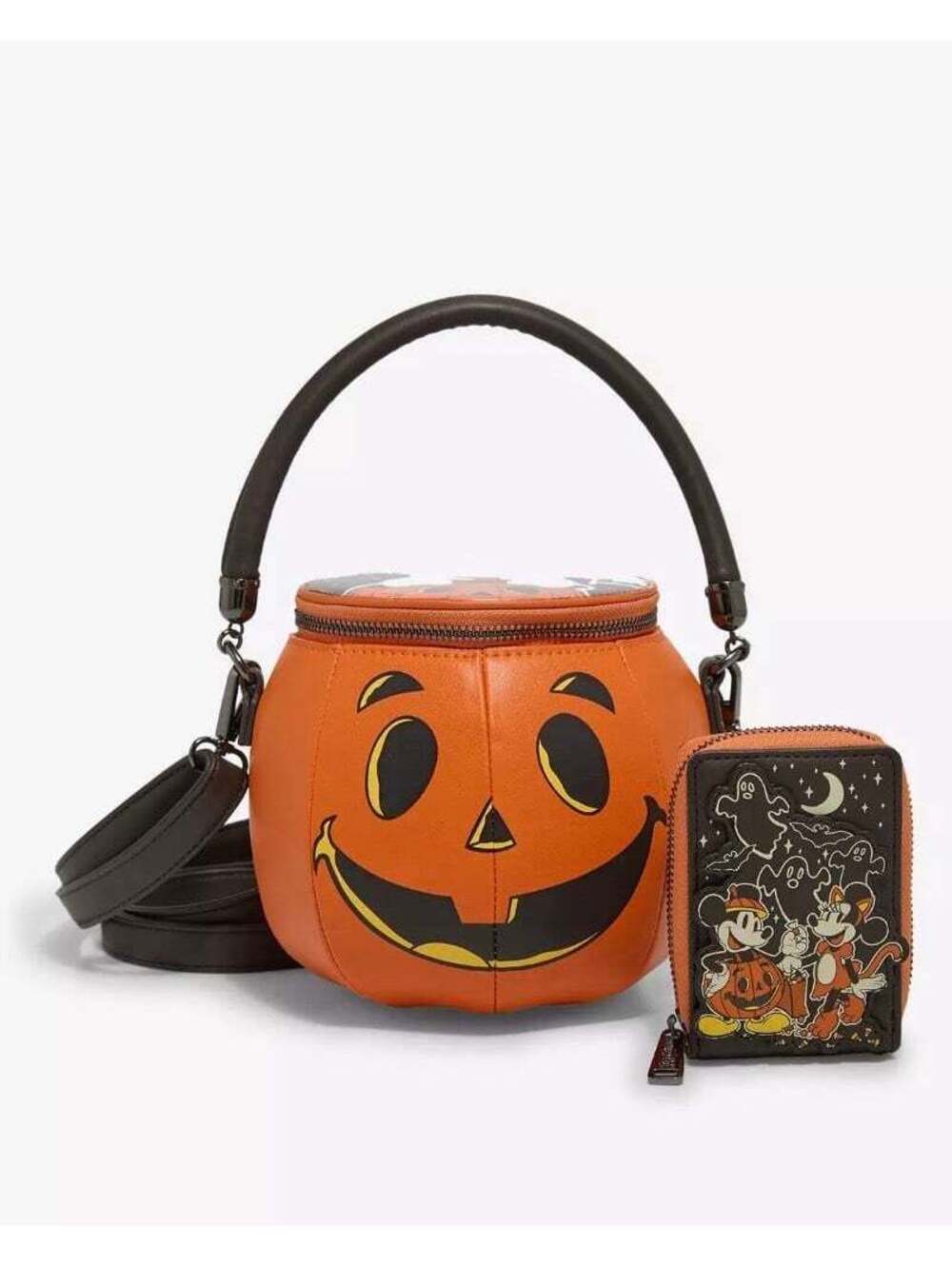 Loungefly Disney Mickey & Minnie Lenticular Figural Pumpkin Crossbody Bag - Picture 6 of 6